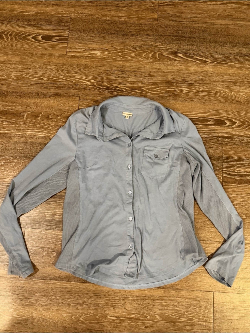 Self Esteem Light Grayish Blue Button-Front Long Sleeve Shirt